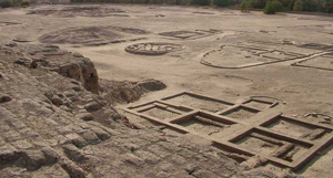 foundations of mud-brick buildings after excavation