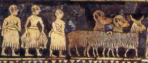 Shepherds on the Royal Standard of Ur (2000 BC)