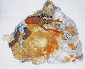 Minoan painting on the wall of the Hyksos palace