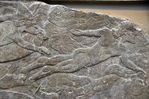 Assyrian swimming (Nimrod, ca. 860 BC, now in British Museum)