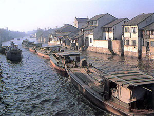 Small barges on the Grand Canal