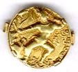Guptan gold coin with a man on it