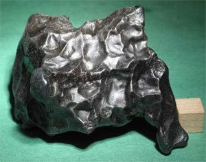 iron meteorite: a dark lump of shiny metal