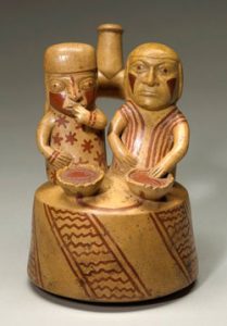 Clay model of Moche people eating