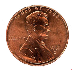 reddish metal penny coin