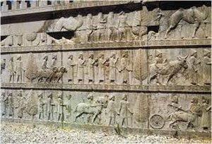 Stone carving of subjects bring tribute to Persepolis