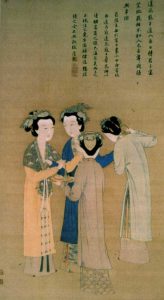 Chinese painting of four women wearing long robes