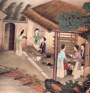 Women working in a silk factory