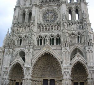 Façade of Amiens cathedral in France