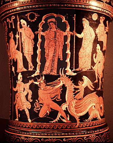 Perseus and Andromeda, from southern Italy Red figure vase, about 350 BC, now in Getty Museum