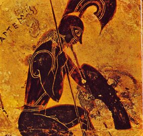 The god Ares, on an Athenian black figure vase from about 570 BC