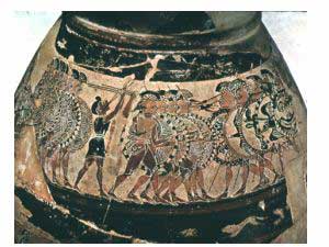 Greek hoplite soldiers (Chigi Vase, ca. 650 BC)