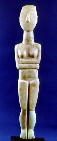 A Cycladic figurine in marble