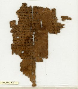 A papyrus of Demosthenes' speeches from Egypt, about 250 AD.