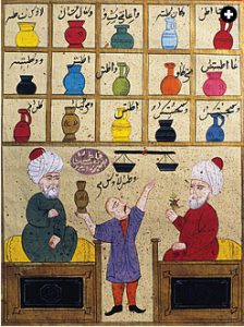 From an Ottoman manuscript, two doctors telling the pharmacist how to make different medicines
