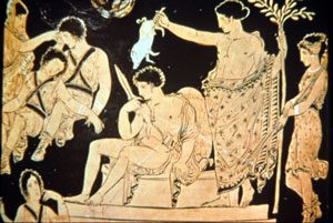 Orestes being purified by Apollo (Eumenides Painter, about 380 BC)