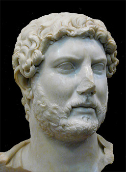 Hadrian: marble head of a white man with a short beard