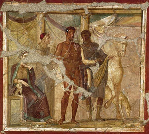 Phaedra falls in love with the hunter Hippolytus (Pompeii, ca. 79 AD)