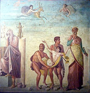 Iphigeneia brought to the sacrifice (Pompeii, ca. 79 AD)