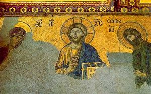 Mosaic of Jesus, in Hagia Sophia (Constantinople, ca. 1275 AD)
