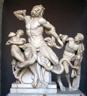 Laocoon: being strangled by snakes