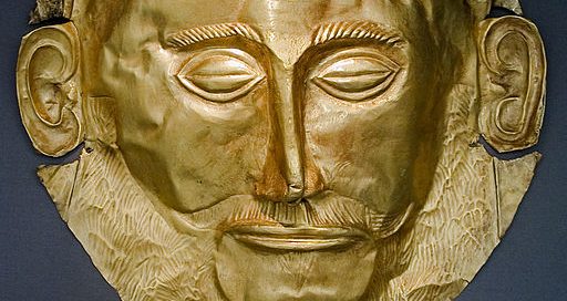Golden mask of Agamemnon, from Mycenae, Greece (1500 BC).