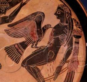 Prometheus with the eagle eating his liver (Black figure vase ca. 550 BC, Vatican Museum)