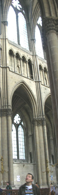 Elevation of the nave inside Reims cathedral