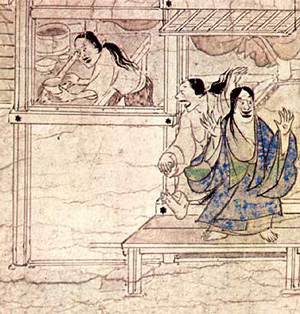 Excited women (Shigisan Engi Emaki, ca. 1100 AD)