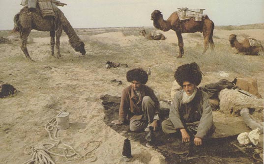 Turkomen on the Silk Road with camels