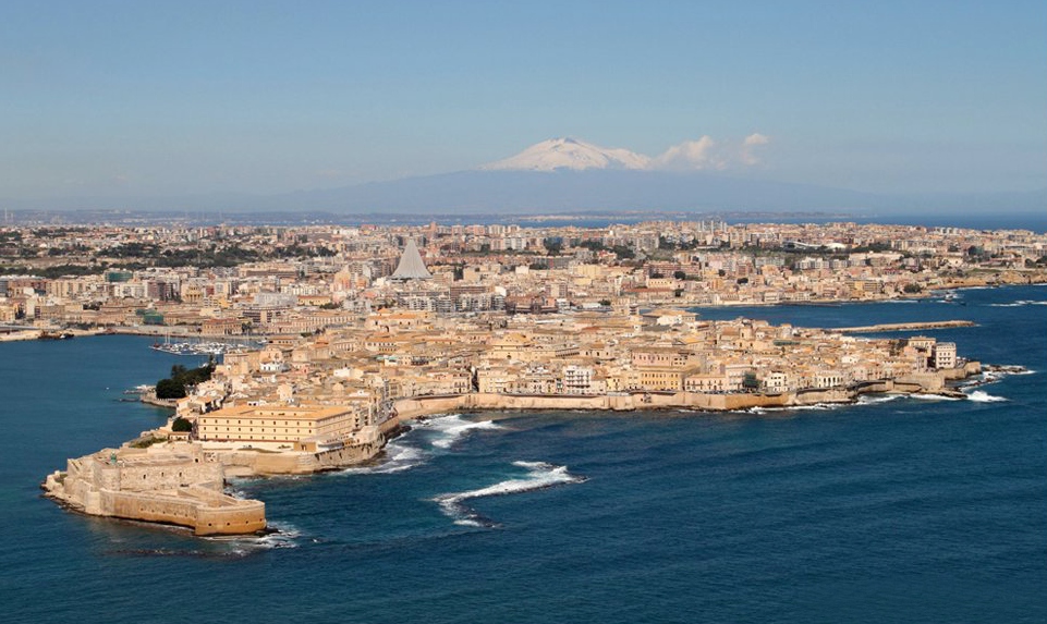 Syracuse, Sicily, with Mount Etna in the background