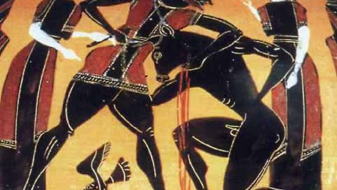 Theseus and the Minotaur Athenian black-figure vase, ca. 550 BC