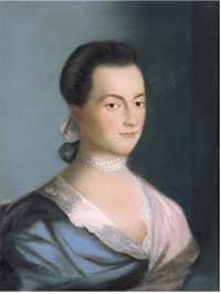 Abigail Adams: a white woman in a blue dress - she argued for equal rights