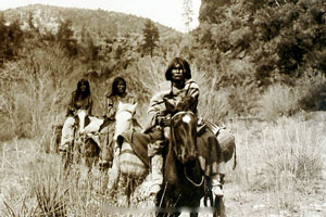 Apache women on horseback