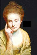 Mary Astell: a white woman with reddish hair and a yellow dress
