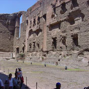 The big cold swimming pool at the Baths of Caracalla in Rome.