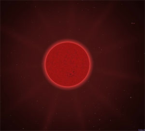 A red circle on a reddish-black background: a brown star
