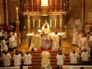 Catholic priests celebrating Mass