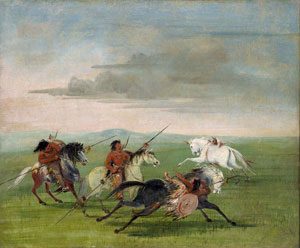 George Catlin, Comanche riding horses (1834)