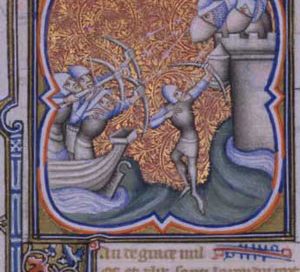 The siege of Damietta, in a medieval painting from a manuscript