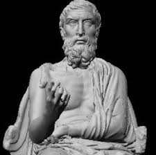 A statue of Epicurus, carved later, long after he died.