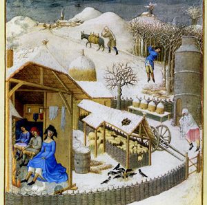 February, in the Tres Riches Heures du Duc de Berry (1400s AD)