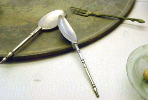 Roman silverware: two spoons and a fork