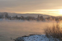 The Rhine river, frozen over