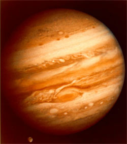 Jupiter - a round red ball with stripes