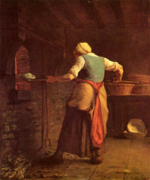 Woman baking bread (Jean Francois Millet, France 1854)