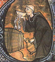 A monk drinking wine (from the British Library)