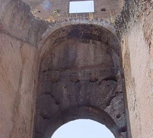 Vomitorium in the Colosseum in Rome(The roof has fallen in.)