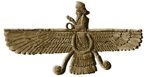Ahura Mazda with wide eagle wings