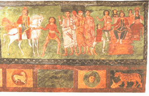 From the synagogue at Dura-Europos in Roman territory (see the togas?)